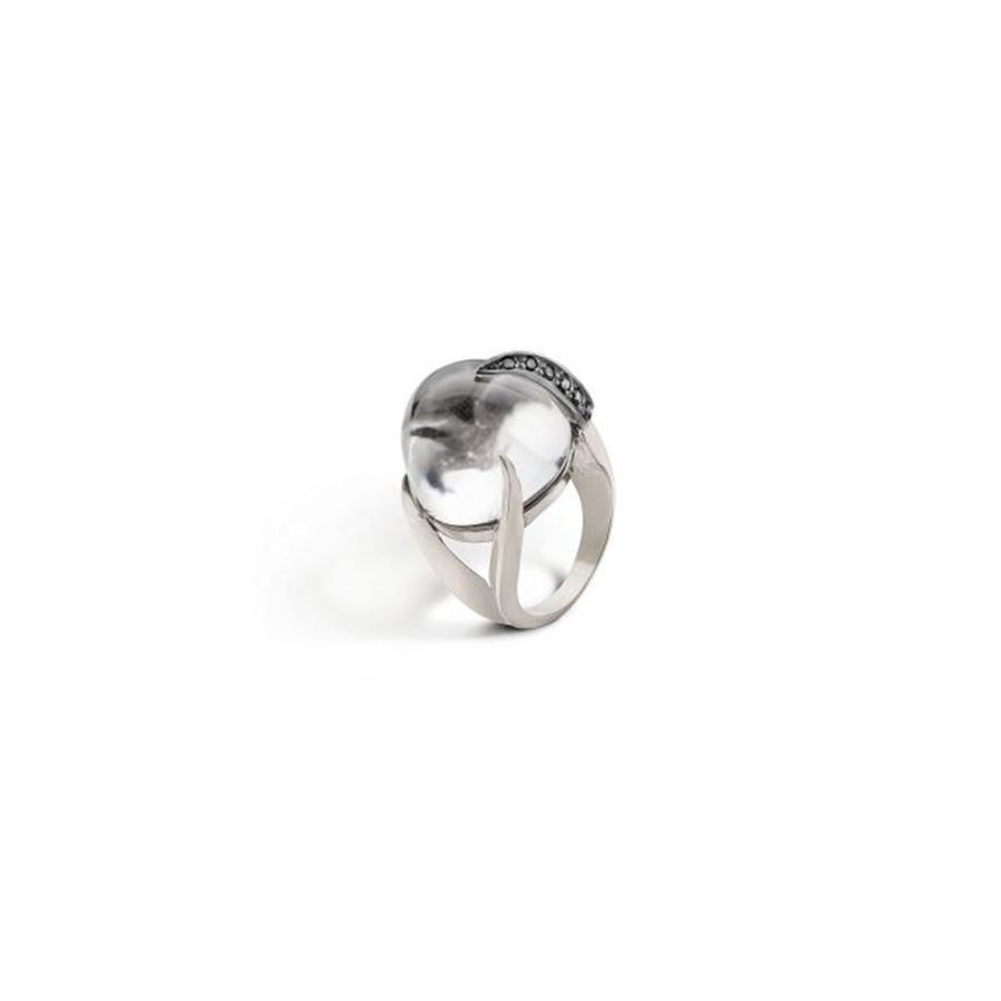 Anello 'Solis' in argento con cristallo di rocca e zirconi SOLIS | AN CABARG RIP AGN ZIRC BIA